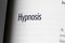 close-up of the term Hypnosis on paper background