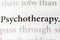 close-up of the term Psychotherapy on paper background