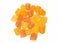 Close-up texture of orange and yellow multivitamin gummies. Healthy lifestyle concept