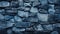 Close-up of a textured blue stone wall, showcasing the rugged beauty and architectural detail. Ai Generated
