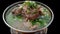 Close up Thai food, spicy pork bone soup black background