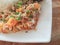 Close-up,Thai food style:& x22;Kaow Moo Tun Pad Thai& x22;fied pork,egg