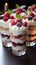 A close up of three desserts with raspberries and whipped cream, Valentine's Day desserts