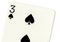 Close up of a three of playing card.spades