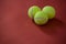 Close up of three tennis balls