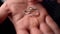Close-up. three wedding rings on the hand of a man.