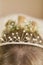 Close-up of tiara in bride\'s hair