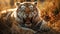 Close up of tiger in wild life. generative AI