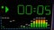 Close up of time counter on computer media player with spectrum audio analyzer