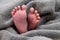 Close up of tiny foot of newborn baby