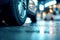 close up tire car in Tire shop, Group of new tires for sale in a tire shop. Generative Ai