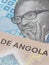 Close up to 500 Kwanza of the Republic of Angola. Polymer banknotes of the African country. Detailed capture of the front art