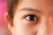 Close-up to the eyes of Asian girl of Thai children