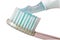 Close-up tooth-brush with transparent tooth-paste