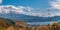 Close up top of beautiful Fuji mountain with snow cover on the top with clouds, Japan