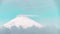 Close up top of Fuji mountain with snow cover with could in pastel