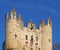 Close up of the top of Micklegate Bar the 12 century gatehouse and southern entrance to the city of york