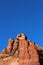 Close up of the top of the Northern Boynton Canyon Spire against a blue sky