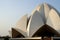 Close up of top portion of Lotus Temple or Bahai House of Worship in Delhi, India