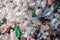 Close up top view of Garbage pile in trash dump or open landfill,Contamination.Generative AI