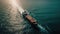 Close up top view image cargo ship sailing