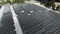 Close up top view on solar panel. Panorama of solar panels from a quadcopter. Background or texture