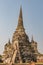 Close-up of tower ruins of Ayutthaya Thailand