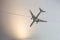 Close-up of a toy airplane hanging in a house modern