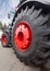 Close up of tractor tire, selective focus
