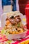 Close up of Traditional African bread based street food called Bunny Chow at outdoor festival