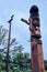 Close-up of traditional  female Korean totem pole at the Northern Sky Skyway in Seoul, South Korea