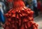 Close up of traditional flamenco dress at Seville April Fair (Feria de Abril de Sevilla). Generative Ai