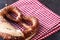 Close-up of a traditional homemade German pretzel