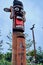 Close-up of traditional  maleKorean totem pole at the Northern Sky Skyway in Seoul, South Korea