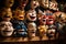 close-up of traditional masks used in theater