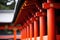 close-up of a traditional torii gate in japan