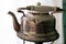 Close up traditional vintage Russian brass kettle