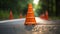 Close-up of traffic cones on road