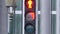 Close up of a traffic light, with the numbers counting down and a walking man