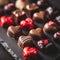 Close Up of a Tray of Chocolates