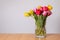 Close-up of tulip blossoms, white background