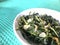 Close up of the tumis kangkung. Indonesian food
