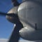 Close-up of turboprop engine in mid-flight