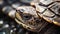 Close up of a turtle's head and eyes, AI