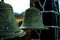 Close-up of two ancient bells with deteriorating and rusted details of rustic chapel on the poma Argentina