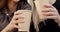 Close Up, two beautiful girls cheers coffee drinks with paper cup on summer day