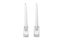 Close-up of two beautiful long white candles with stands, isolated on a white background. Candles for romantical dinner.