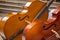 Close-up of two cello. violoncello.