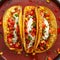 Close up of two delicious tacos with salsa, corn and tomatoes