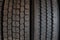 close up of two different car truck lorry tyres